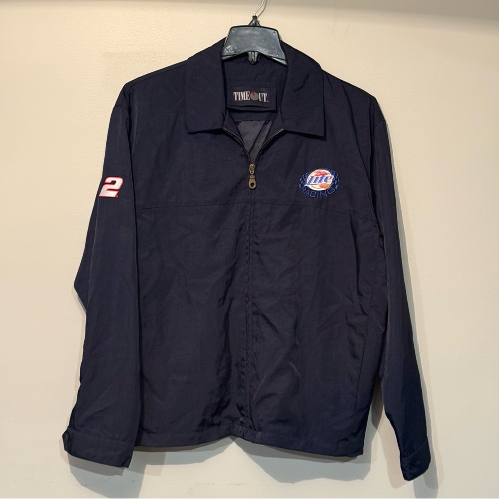 Miller Lite Racing Jacket #2 Rusty Wallace Navy Blue Men’s Size Medium